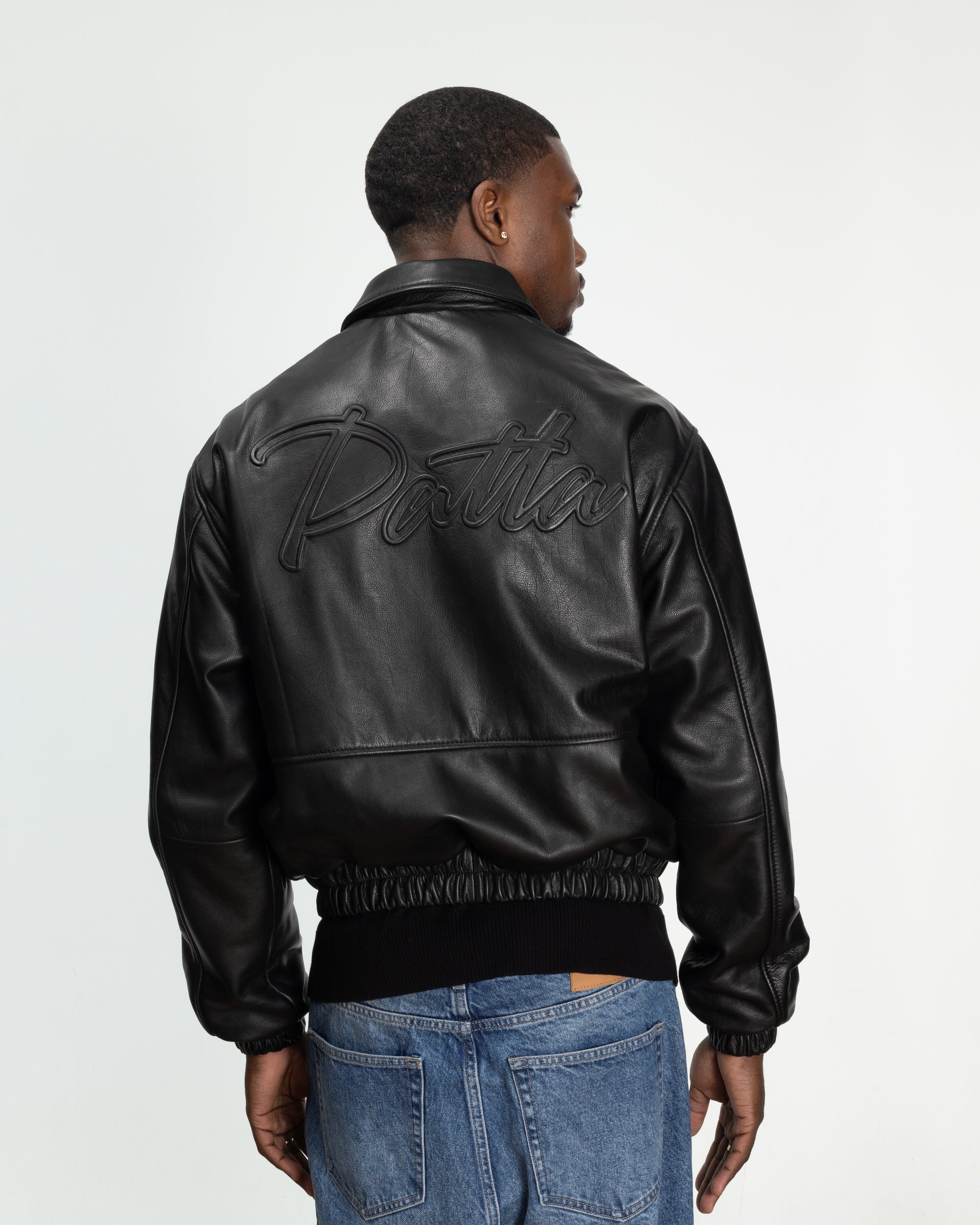Patta Leather Bomber Jacket (Black)