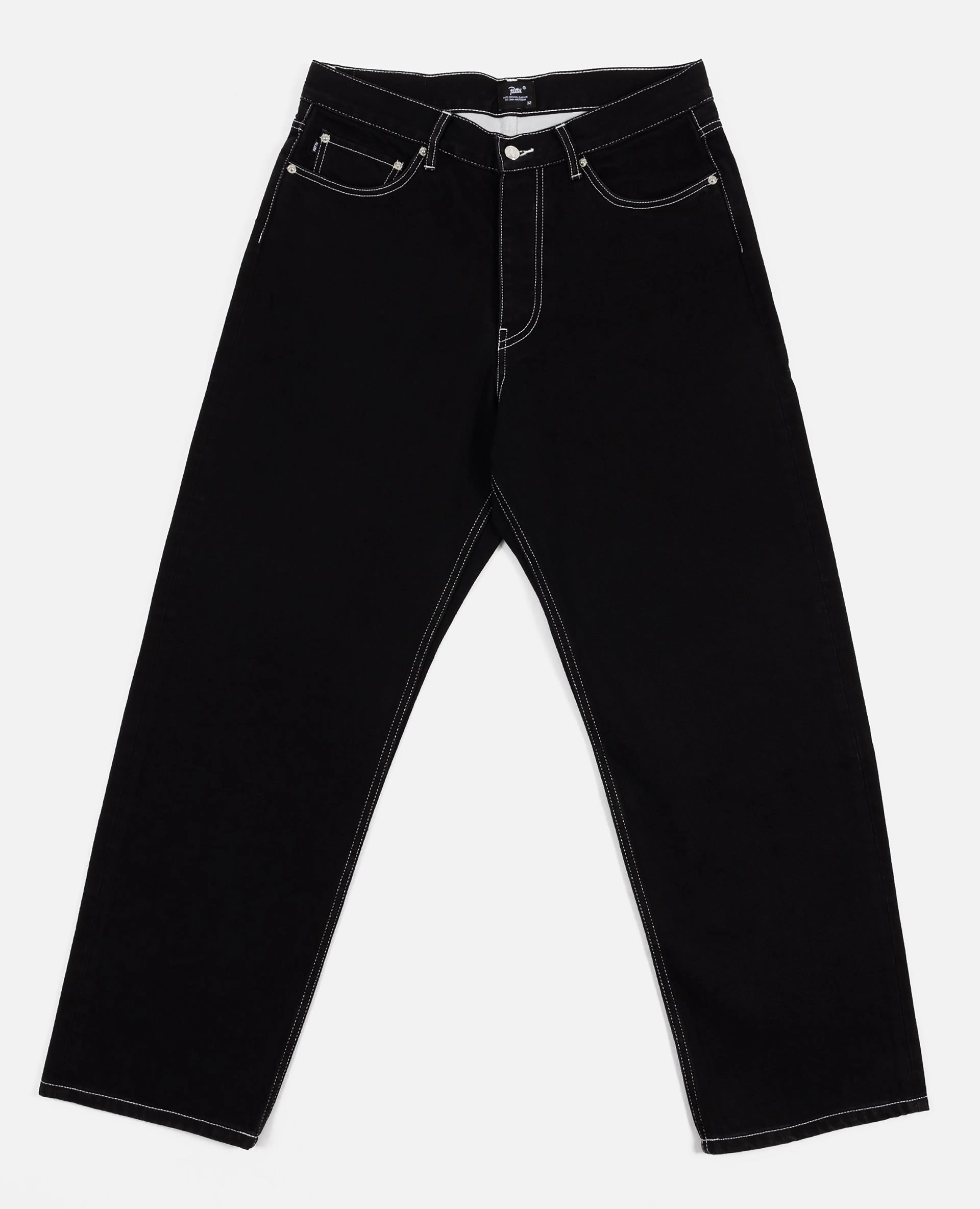 Patta Contrast Stitch Loose Denim Pants (Black) Patta