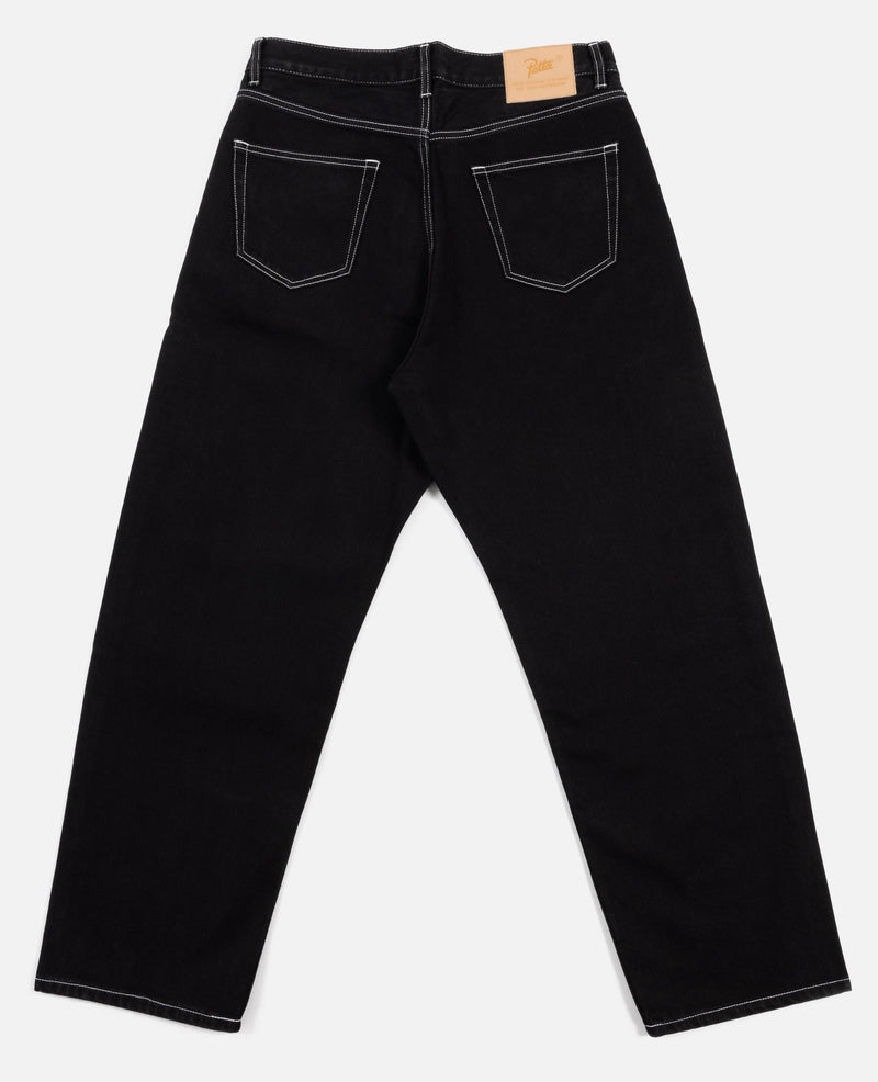 Patta Contrast Stitch Loose Denim Pants (Black) Patta