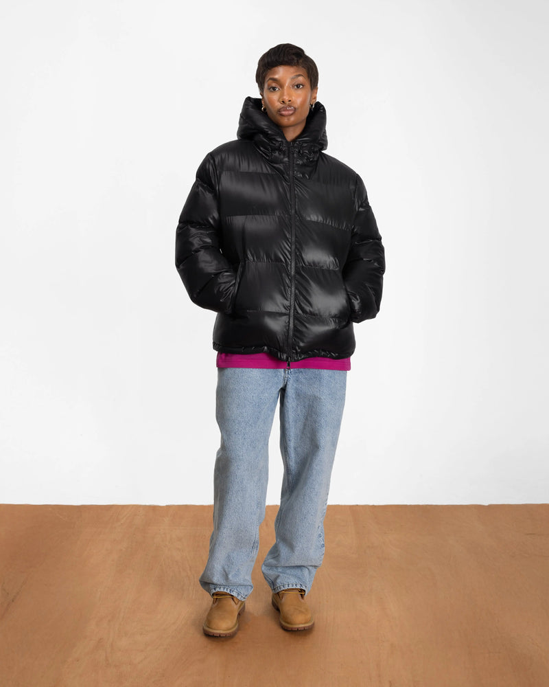 Patta Quilted Script Logo Puffer Jacket (Black) Patta