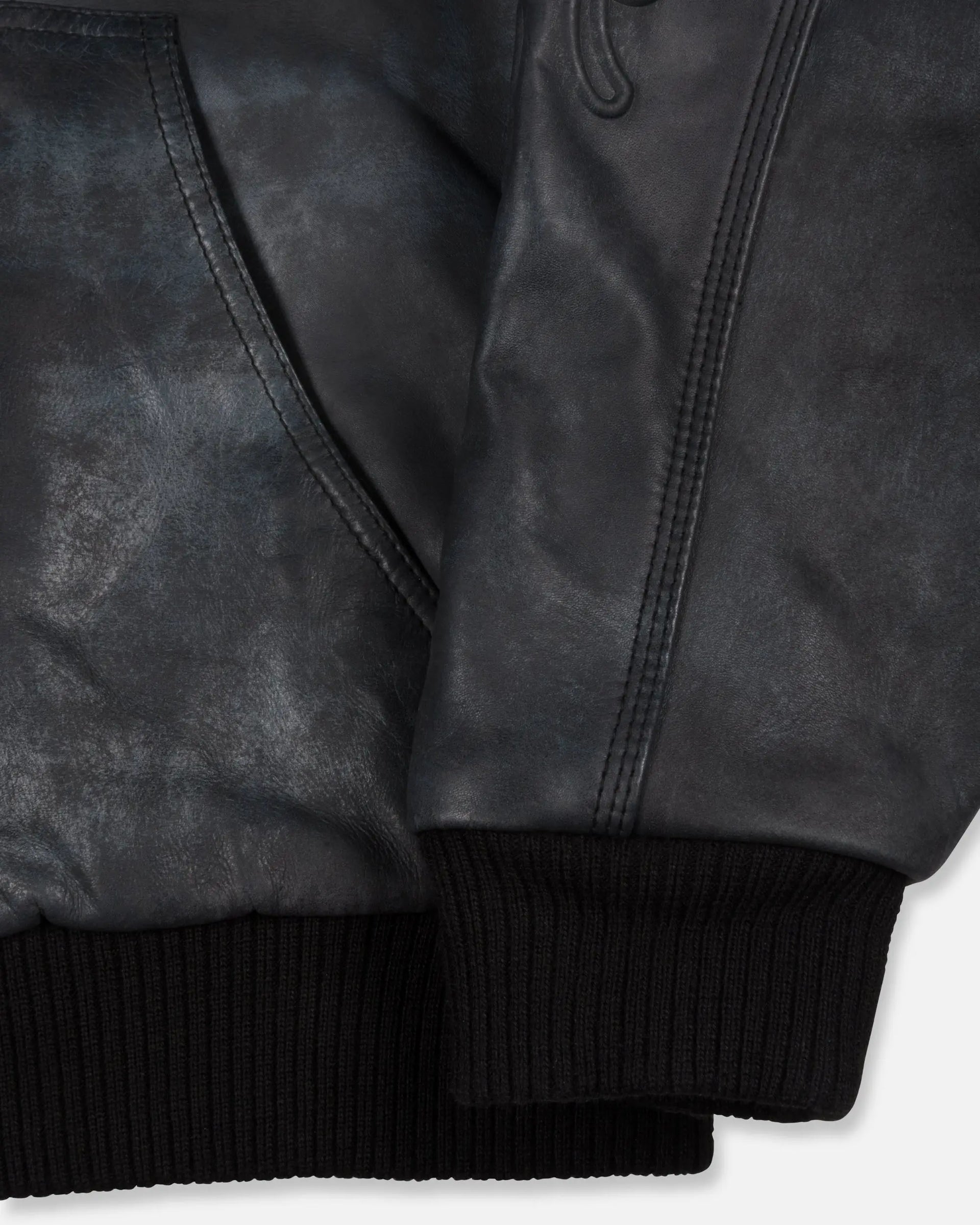 Patta Leather Hooded Bomber Jacket (Black) Patta