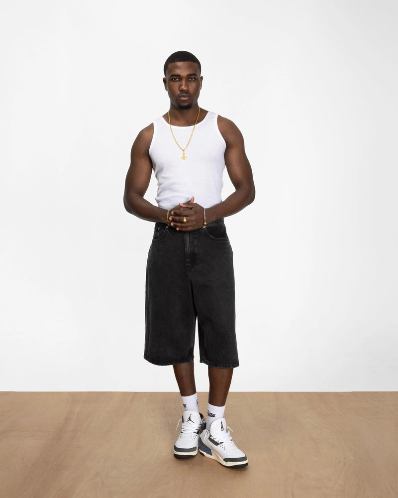 Patta Whiskers Denim Shorts (Black) (Black Denim) Patta