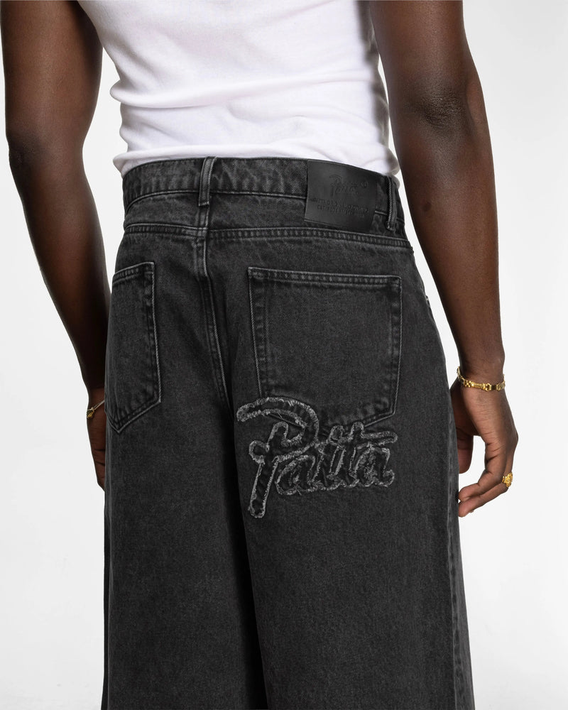 Patta Whiskers Denim Shorts (Black) (Black Denim) Patta