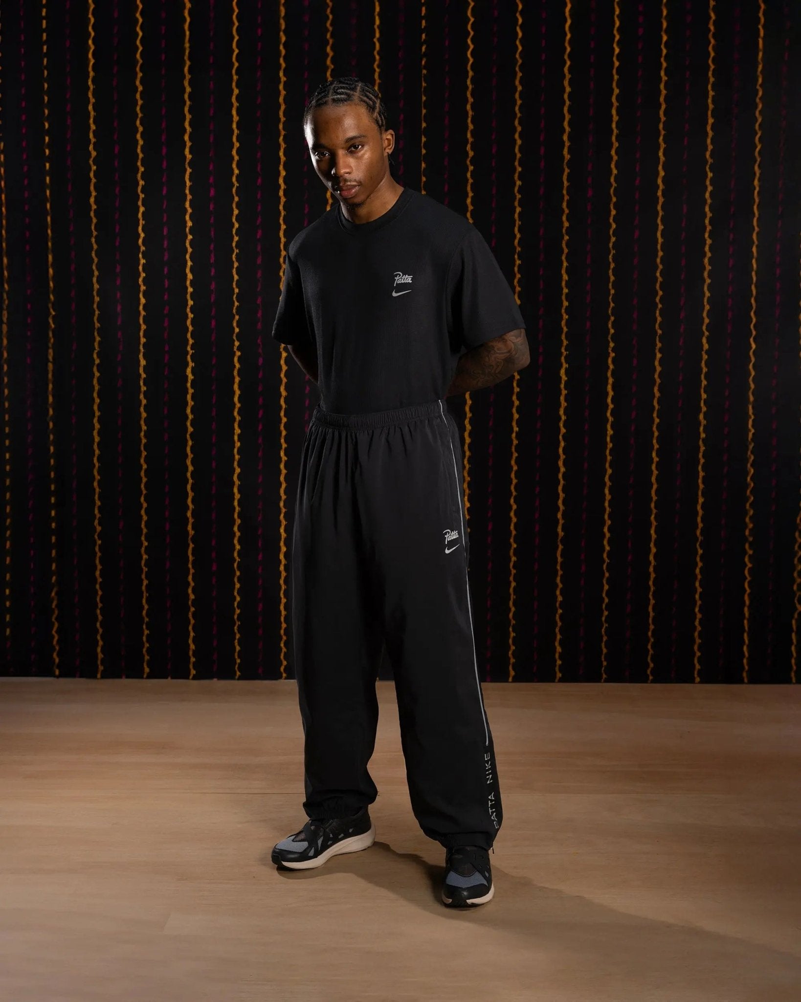 Nike x Patta Running Team Track Pants (Black) - Patta