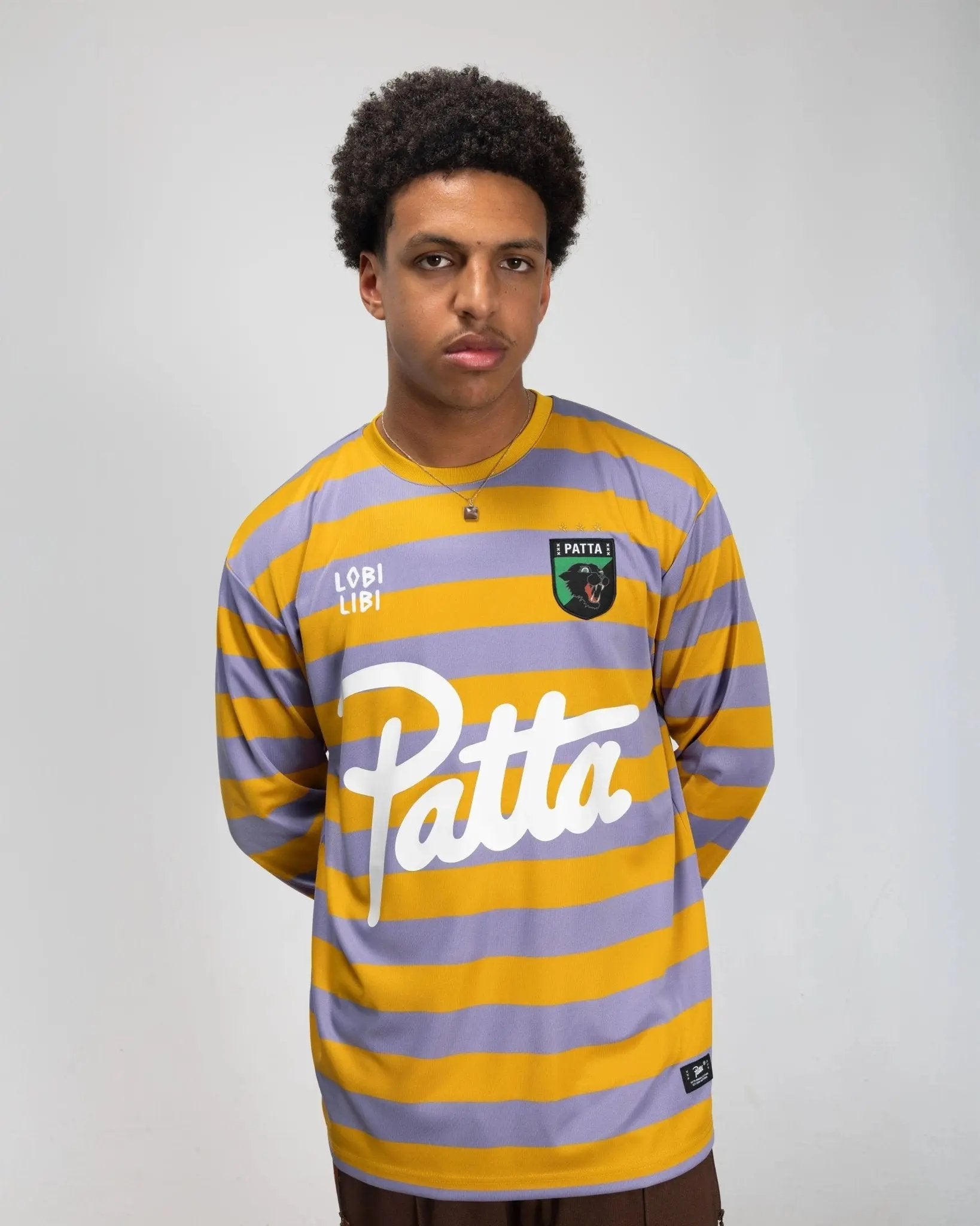 トップス PATTA Striped Long Sleeve Football Koszulki Patta Striped Longsleeve Football Jersey 'Forged