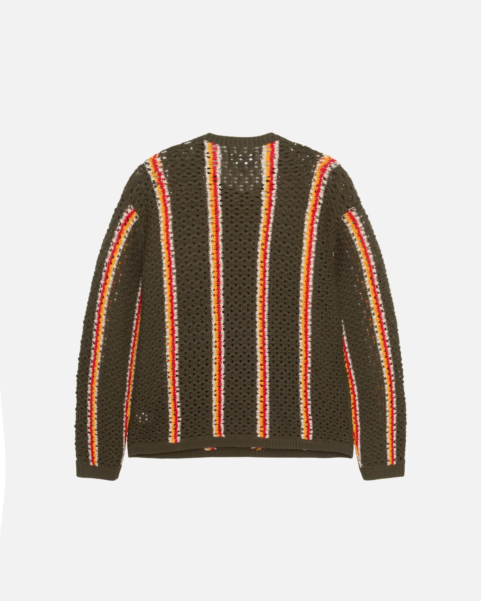 Patta x Stussy Stripe Loose Gauge Crewneck Sweater (Olive) - Patta